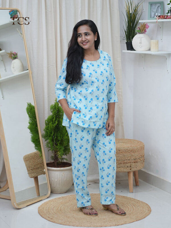 Sky Blue Floral Printed Co-Ord Set