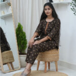Brown Ethnic Printed Co-Ord Set