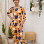 Rust Abstract Cotton Slim Fit Co-Ord Set