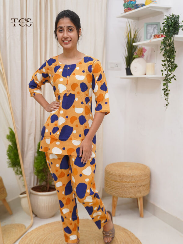 Rust Abstract Cotton Slim Fit Co-Ord Set