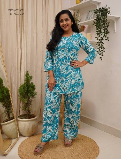 Aqua Leaf Co-ord Set