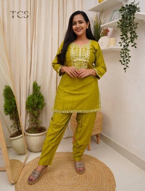 Olive Bloom Embroidered Co-ord Set