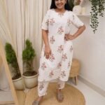 White Floral Kurti Set