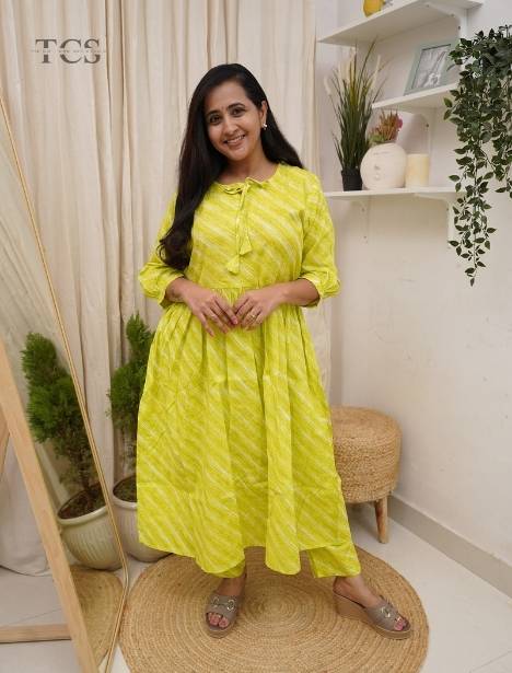 Lime Green Flared Kurti set
