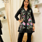 Floral Harmony Embroidered Co-ord Set – classic Black