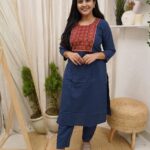 Ivory Embroidered print Kurti Set