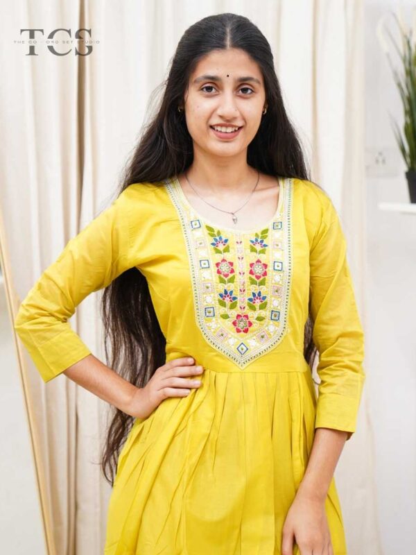 Sunlit Meadow Chanderi Embroidered Frock