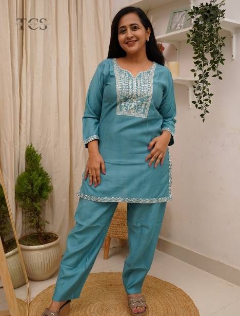 Teal Dream Embroidered Co-ord Set