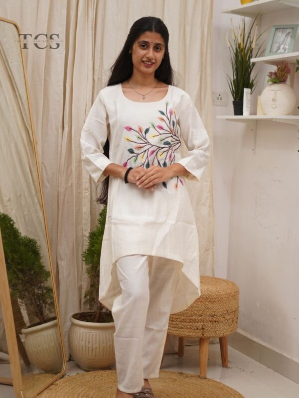 Ivory Embroidered Kurti Set