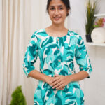 Turquoise Abstract Print Slim Fit Co-Ord Set