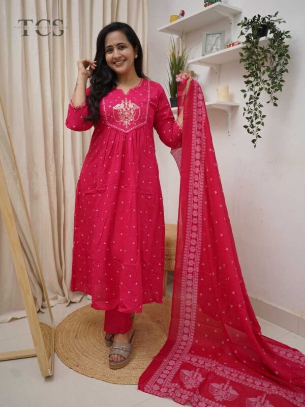 Radiance Printed Cotton Kurta Set (With Dupatta)